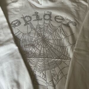 Sp5der OG White Rhinestone Hoodie Medium — Brand New (not sealed)